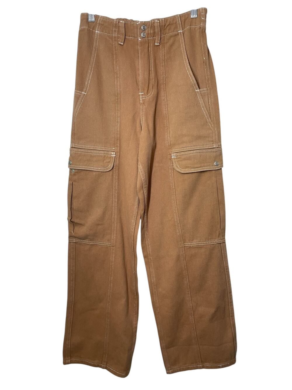 Signature8 Twill Cargo Pants Wide Leg New Tan Small Womens Carpenter Wide Leg